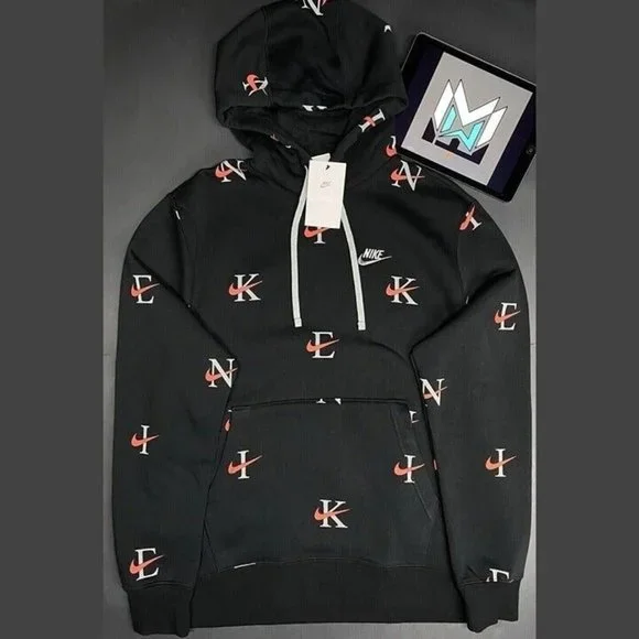 Nike Men Nike Club Aop Logo Hoodie Nike Nsw Club Aop Hoodie Nike